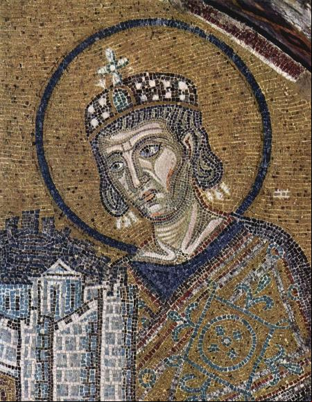 Mosaico representando a Constantino I el Grande en Hagia Sofía, Estambul.
