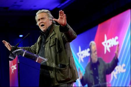 FILE PHOTO: Former White House Chief Strategist Steve Bannon addresses the Conservative Political Action Conference (AC) annual meeting in National Harbor, Maryland, U.S., February 24, 2024. REUTERS/Elizabeth Frantz/File Photo