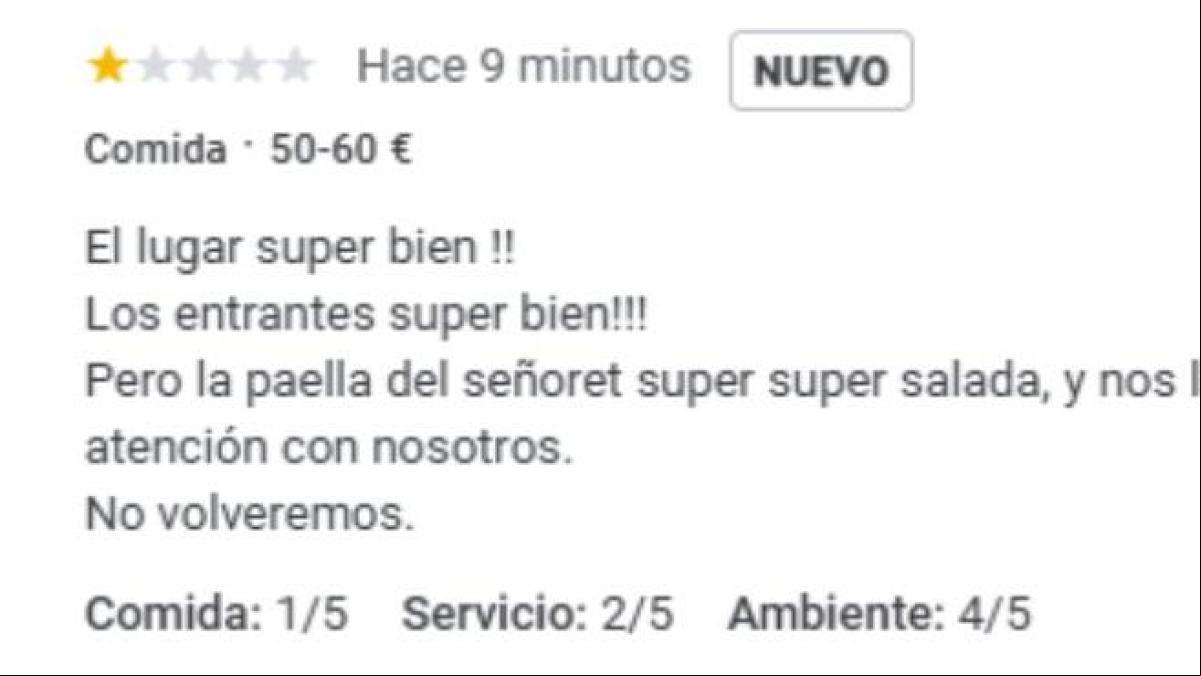 Se queja de que un restaurante de València le cobra la paella pese a estar salada y el zasca del propietario es para enmarcar: “Menos mal que no les ha gustado, si no se comen hasta la paellera”