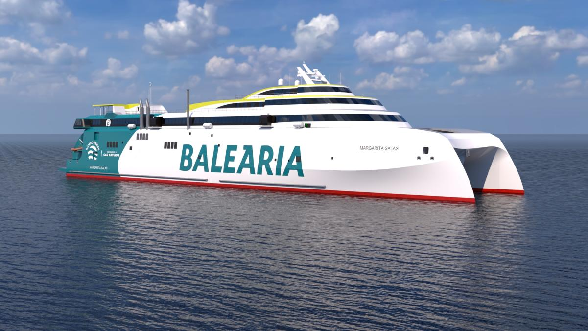 Baleària bota su segundo ‘fast ferry’ propulsado a gas, con motores más potentes