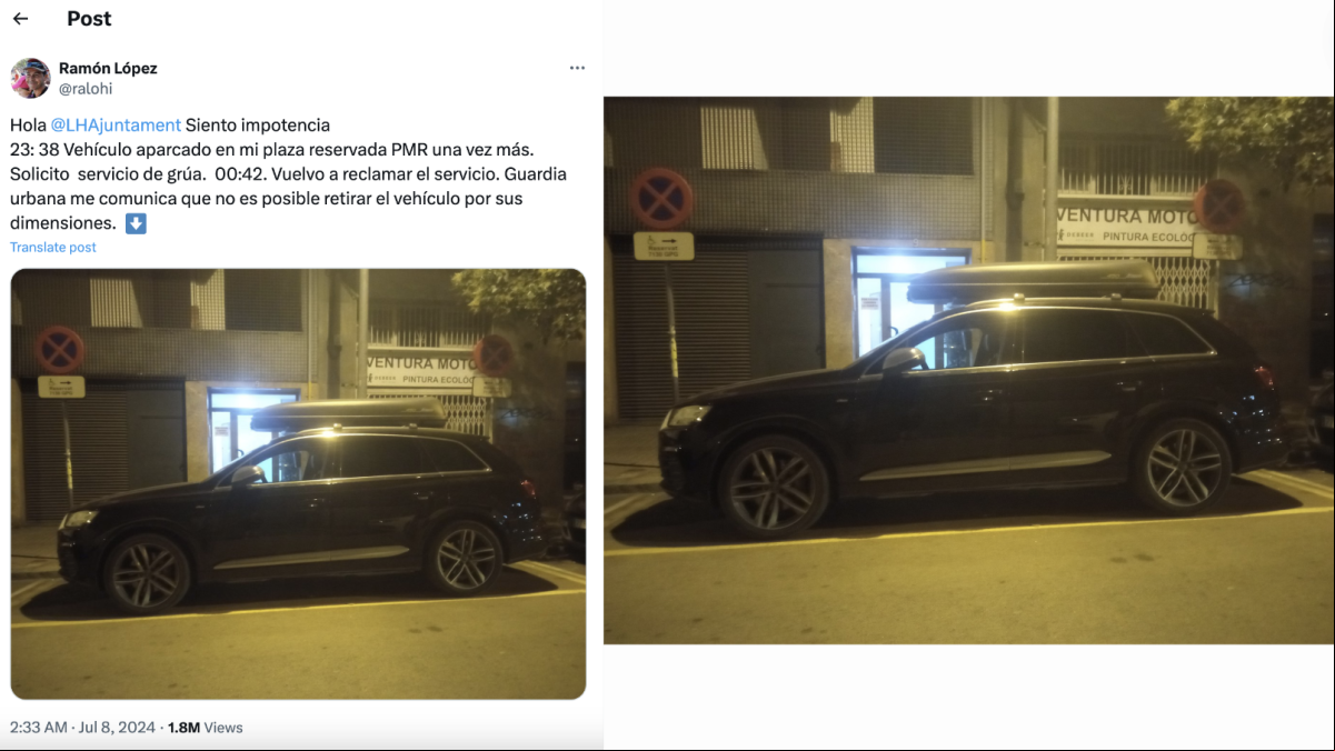 Encuentra un coche aparcado en su plaza y la grúa no puede retirarlo: “¿La policía no va a multarlo?”