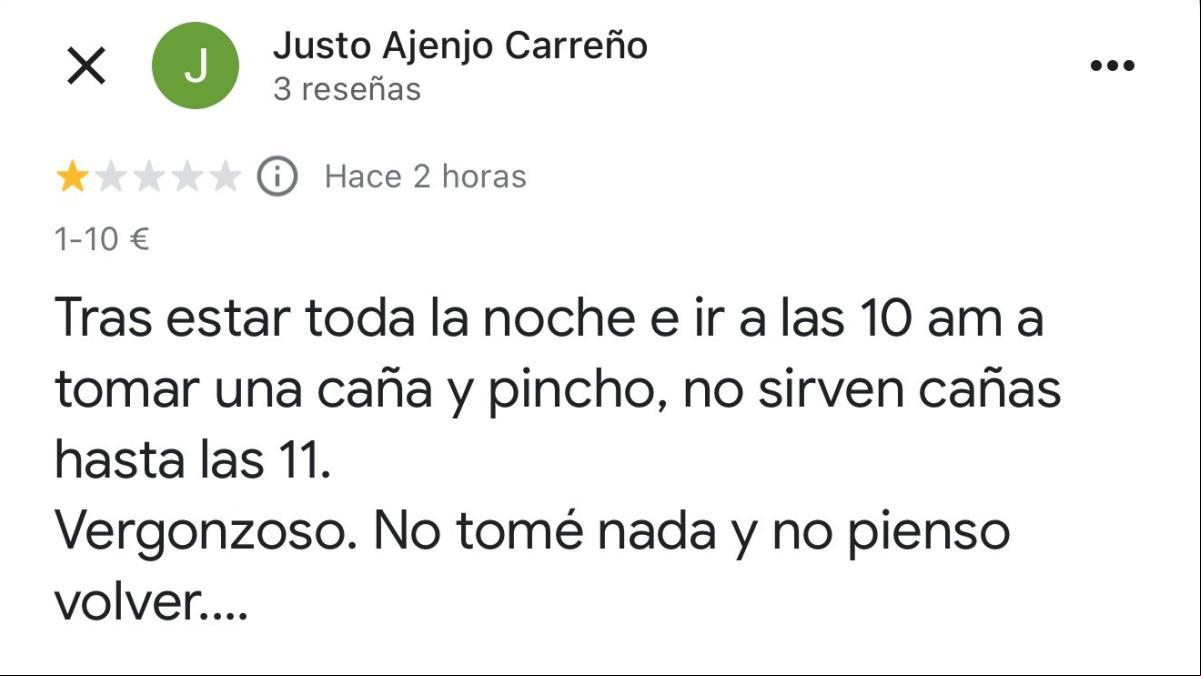 Se queja de que no le sirven cerveza en un bar de Madrid a las 10 de la mañana, el propietario responde, y se abre un fuerte debate sobre quién tiene la razón: “Si no, el local se convierte en un after”