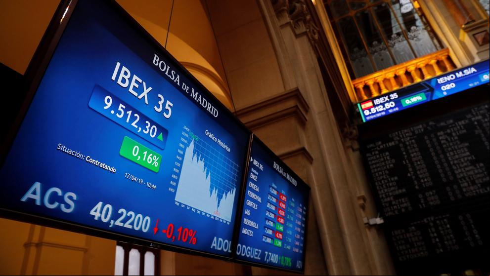 El Ibex 35 se da la vuelta a media sesión y recupera los 9.500 puntos