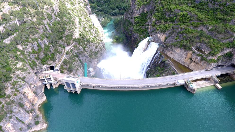 El desembalse de Camarasa a vista de dron